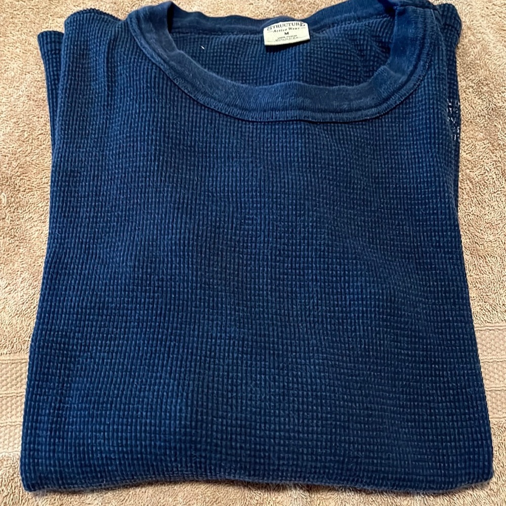 Mens Structure Medium Blue Long Sleeve Shirt